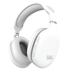 SoundPlay Foldable Wireless Headphones, Bluetooth Over-Ear Headset with Built-in Mic, White