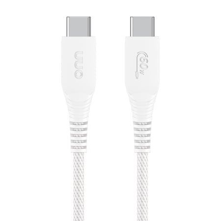 onn 3ft USB-C To USB-C Braided Charging Cable, USB-IF Certified, White - Compatible with iPhone 16 Series, iPhone 15 Series, Samsung Galaxy, Note, Pixel Devices iPad Pro, & More