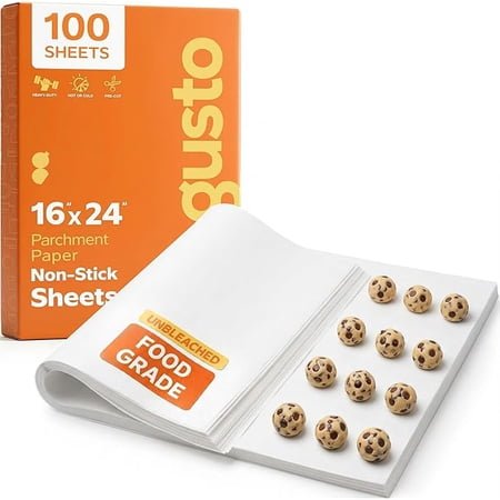 GUSTO 16x24in White Parchment Paper Sheets Baking Supplies, 100-Pack