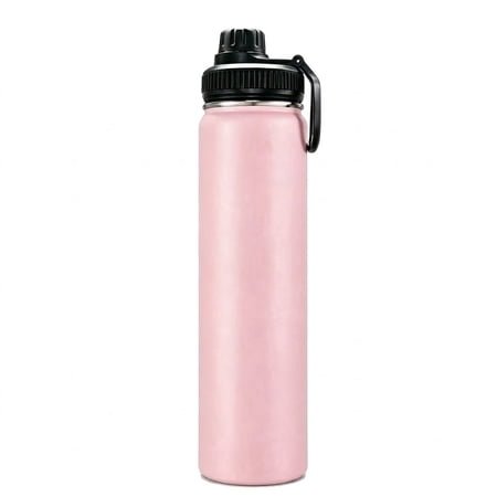 Bitrel 25oz Water Bottle with Handle, 304 Stainless Steel Double Wall Vacuum, Leak Proof Wide Mouth Sports Bottle, BPA Free, Keep Hot & Cold, Pink