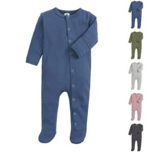 THDHVS Newborn Sleepers,Baby Boy Clothes,Unisex Newborn Long Sleeve Snug Fits Footed Sleeper Pajamas Blue 6-9 Months
