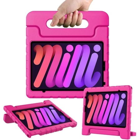 Allytech Kids Case for New iPad Mini 6th Generation 8.3 Inch 2021, iPad Mini 6 Case for Kids, Shockproof Convertible Handle Stand Protective Kids Case for Apple iPad Mini 6 8.3" 2021, Rose
