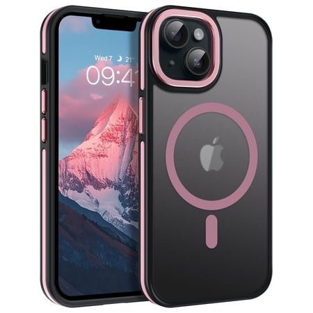 VENINGO Magnetic Phone Case for iPhone 13 & iPhone 14 Compatible with Mag-safe,Translucent Matte Shockproof Scratch Resistant Phone Case,Pink