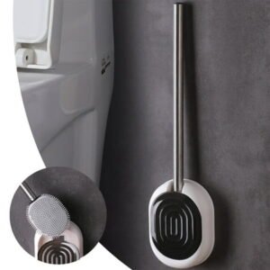 WJSXC Toilet Brush with Holder,Silicone Bristles Bathroom Cleaning Bowl Brush Kit ,Modern and Compact Toilet Cleaner Brush,Long Handle Bristles for Bathroom Black