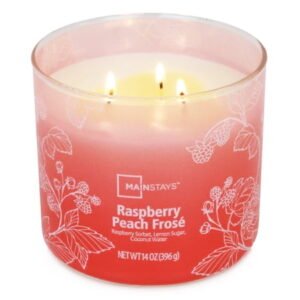 Mainstays 3-Wick Ombre Wrap Raspberry Peach Scented Candle, 14 oz