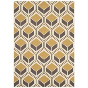 Safavieh Hampton Kynaston Geometric Indoor/Outdoor Area Rug, Ivory/Camel, 5'1" x 7'7"