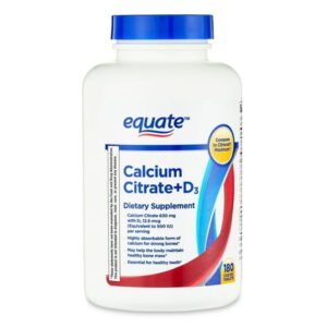 Equate Calcium Citrate + D3 Tablets Dietary Supplement, 630 mg, 180 Count, Compare to Citracal® Maximum