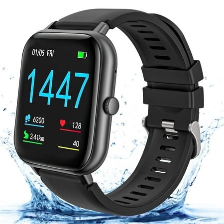 VILINICE Smart Watch for Women Men, Smartwatch Compatible with Android and iPhone, IP68 Waterproof, Fitness Tracker, 100+ Sport Modes, Smart Watch with Bluetooth Call(Answer/Make Calls), Black