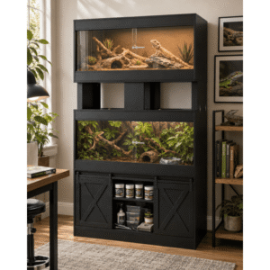 Nordee 120 Gallon 4x2x2 Reptile Tank with Stand & Sliding Glass Doors, Reptile Enclosure for Bearded Dragons, Geckos, Lizards and Snakes
