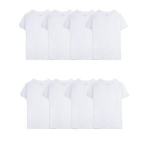 Fruit of the Loom Boys' White Crew Undershirts, 5+3 Bonus Pack