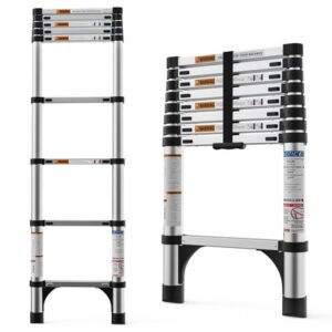 HBTower 8.5FT Aluminum Telescoping Ladder, 330LBS Heavy Duty Capacity, Multi-Purpose Collapsible Extension Ladder for Home, RV, Outdoor