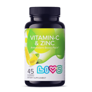 LIVS Vitamin C & Zinc Gummies, 250mg, Immune Support, Skin Health, Blood Pressure Regulation, 45 Vegan Gummies
