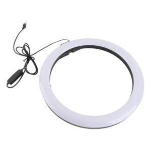 M Buder 12W 12 Inch LED Circle Light with Universal Hose and Phone Holder, Dimmable 3200K-5600K Studio Ring Lamp for Live Streaming, Makeup, and YouTube Video Production (13.78 x 13.58 inches)