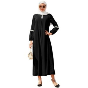 IDOPIP Muslim Abaya Hijab Dress for Women Sequin Islamic Prayer Dress One Piece Dubai Islamic clothes
