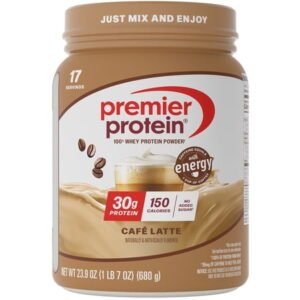 Premier Protein 100% Whey Protein Powder, Café Latte, 30g Protein, 23.9 oz, 1.5lb