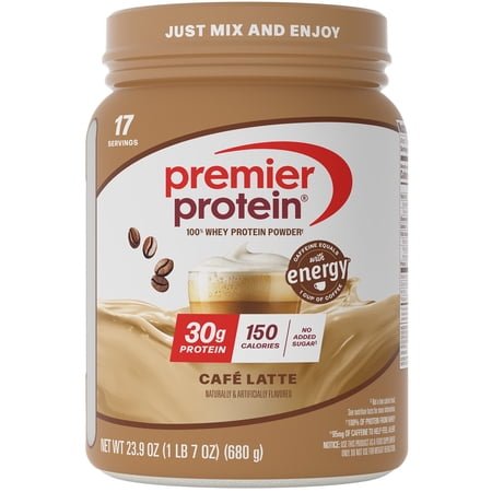 Premier Protein 100% Whey Protein Powder, Café Latte, 30g Protein, 23.9 oz, 1.5lb