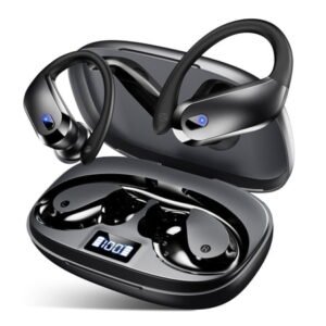 Wireless Earbuds Bluetooth 5.4 Headphones Sport, IPX7 Waterproof Earphones with Earhooks, 80H Playtime, Fast Charging Case, Noise Cancelling Mic, Lightweight Bluetooth Earbuds for Running Gym