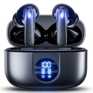 VEAT00L P91 Wireless Earbuds, Bluetooth Headphones V5.4 Stereo Ear buds with Noise Cancelling Mics, 60H Playback Mini Case with Dual LED Display, IP7 Waterproof in-Ear Earphones for Android iOS