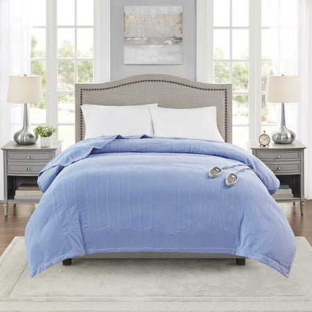Beautyrest Electric Micro Fleece Heated Blanket, Blue, Twin