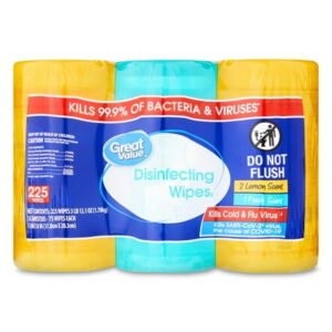 Great Value Disinfecting Wipes, Lemon and Fresh Scent, 225 Count, 3 Pack