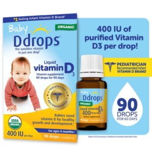 Baby Ddrops Organic Vitamin D3 Drops, 400 IU Per Drop, 0.08 fl oz