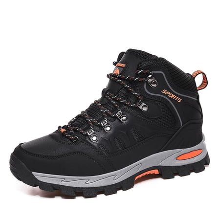 Gexuosn Hiking Boots for Men Mid Ankle Trekking Trails Boots Work Boots,Black