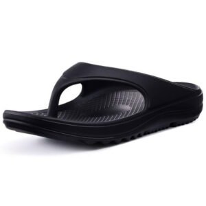Litfun Orthotic Flip Flops for Women, Pillow Soft Recovery Thong Sandals Slippers, Summer Beach Shoes with Arch Support, Black