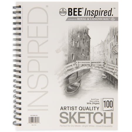 Bee Paper - Bee Inspired 9"x12" Sketching Paper Pad, 100 Sheets, Side Wire, 50lb. 74GSM