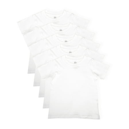 Wonder Nation Boys Cotton Crewneck Undershirt, 5-Pack, Sizes 6-18 & Husky