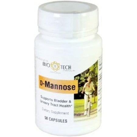 Bio-Tech Pharmacal D-Mannose, 50 Capsules – All-Natural Supplement – Supports Healthy Function of Bladder and Urinary Tract – No Dairy, Fish, Gluten, Peanut, Shellfish, & Soy