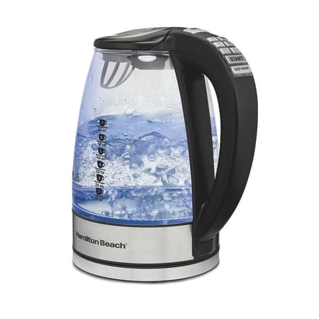 Hamilton Beach Temperature-Control 1.7L Electric Glass Kettle with Auto Shutoff and Ultra-Fast Heating, Tea & Water Kettle