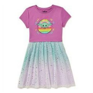 Baby Yoda Girls Short Sleeve Tulle Dress, Sizes 4-12