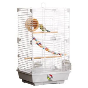 Craftsboys Basic Bird Cage, 24.8inch Parrot Cage (24.8" x 14.6" x 11"),Bird Cage with 1 Ladder, 1 Horizontal Bar, 2 Feeders, and 1 Bird Swing