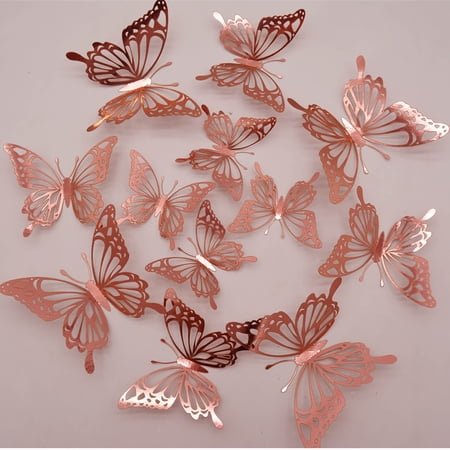 Fridja 3D Flying Hollow Butterfly Home Decoration Festive Party Layout Cardboard Butterfly Wall Sticker