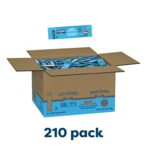 Hellmann's Light Mayonnaise, Easy Open, Sandwich Spread and Condiment, Gluten Free, Stick Packets 0.38 oz, 210 count