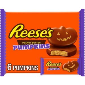 REESE'S Milk Chocolate Peanut Butter Pumpkins, Halloween Candy Packs, 1.2 oz (6 Count)