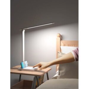 Lepro LED Dimmable Reading Desk Lamp with USB Charging Port, 15W 96 LEDs 550 Lumens Soft Light Eye-Care, Suitable for Home Work, Study, College Dorm, White