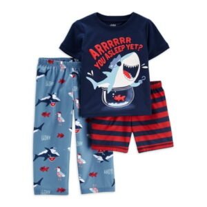 Carter's Child of Mine Toddler Boys Loose Fit Short Sleeve Pajamas, 3-Piece PJ Set (2T-5T)
