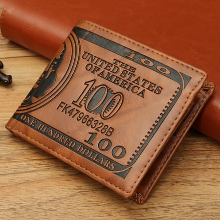 Grtxinshu Creative Men Wallet - US Dollar Bifold Wallet PU Leather Short Purses Male Cards Wallets Notecase For Men & Boys Gifts Dark Brown