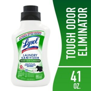 Lysol Tough Odor Eliminator Laundry Sanitizer Additive, 0% Bleach, Eliminates Odor Causing Bacteria, 41 fl oz