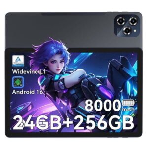 Android 16 Gemini AI Tablet-11 Inch FHD Display, 24GB RAM 256GB ROM/2TB TF, T615 Octa-Core AI Tablets, 8000mAh/18W Fast Charge, 5G WiFi & 16MP Camera, TÜV Certified Netflix for Stream/Game