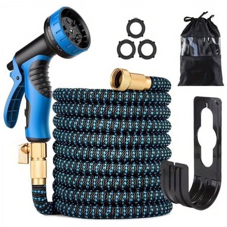 25FT Expandable Water Hose – Flexible Lightweight No-Kink Garden Hose for Outdoor Watering, Car Wash, Lawn & Yard with Leakproof Brass Fittings, Durable Expanding Water Hoses