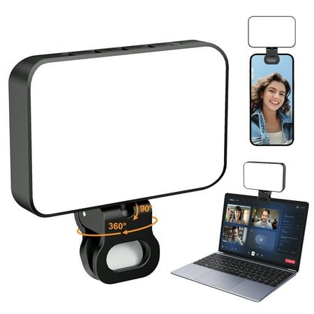 Cshidworld Portable Selfie Light,3 modes, 10 brightness levels, 2000mAh rechargeable battery, electronic digital display, suitable for phones, iPads, laptops, and TikTok beauty vlogs.