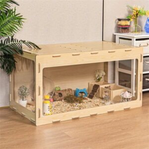 Topcobe 31" Guinea Pig Cage Hamster Cage Pet Cages for Guinea Pig Hutch House Indoor Small Animals, Beige(Decoration in cages are sold separately not included)