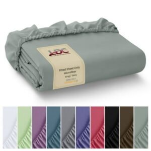Lux Decor Collection King Fitted Sheet, Microfiber 16" Deep Pocket King Size Fitted Sheet - Gray