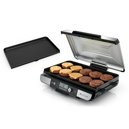 Ninja Sizzle Pro XL 8-Serving Electric Indoor Griddle & Grill, 20-Inch Plates, Edge-to-Edge Heating, GX101, Silver