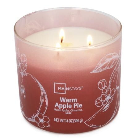 Mainstays 3-Wick Ombre Wrap Warm Apple Pie Candle, 14-Ounce