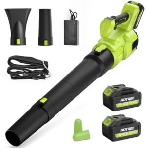 HOTREE Cordless Leaf Blower, 600 CFM, 170 MPH, 3-Speed, with 2 x 2.6Ah Batteries, for Lawn, Patio and Dust Cleaning