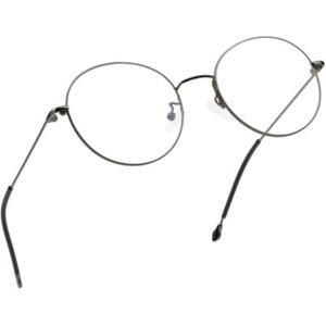 LifeArt Blue Light Blocking Glasses, Anti Eyestrain, Computer Reading Glasses, Gaming Glasses, TV Glasses for Women Men, Stylish Unisex Alloy Round Frame (Gray Steel, +2.50 Magnification)