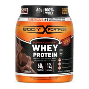 Body Fortress Super Advanced 100% Premium Whey Protein Powder, Chocolate, 60g Protein, Immune Support , Vitamins C & D Plus Zinc, 1.78 lbs (Packaging May Vary)